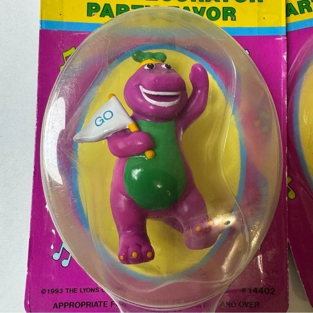 Lot of 3 Vintage 1993 BARNEY Dinosaur Cake Decorator Party Favor Figure